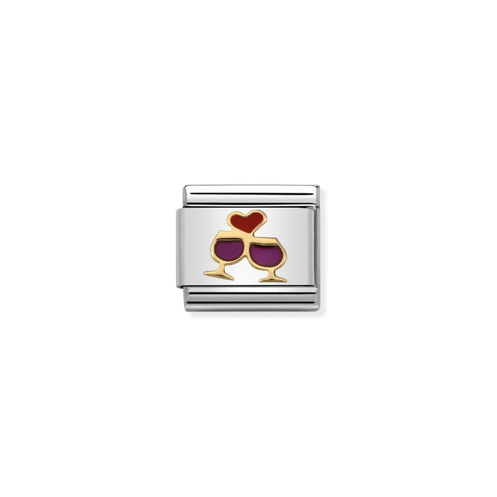 Nomination – Composable Classic LOVE 2 stainless steel, enamel and 18k gold (08_Glasses with heart)