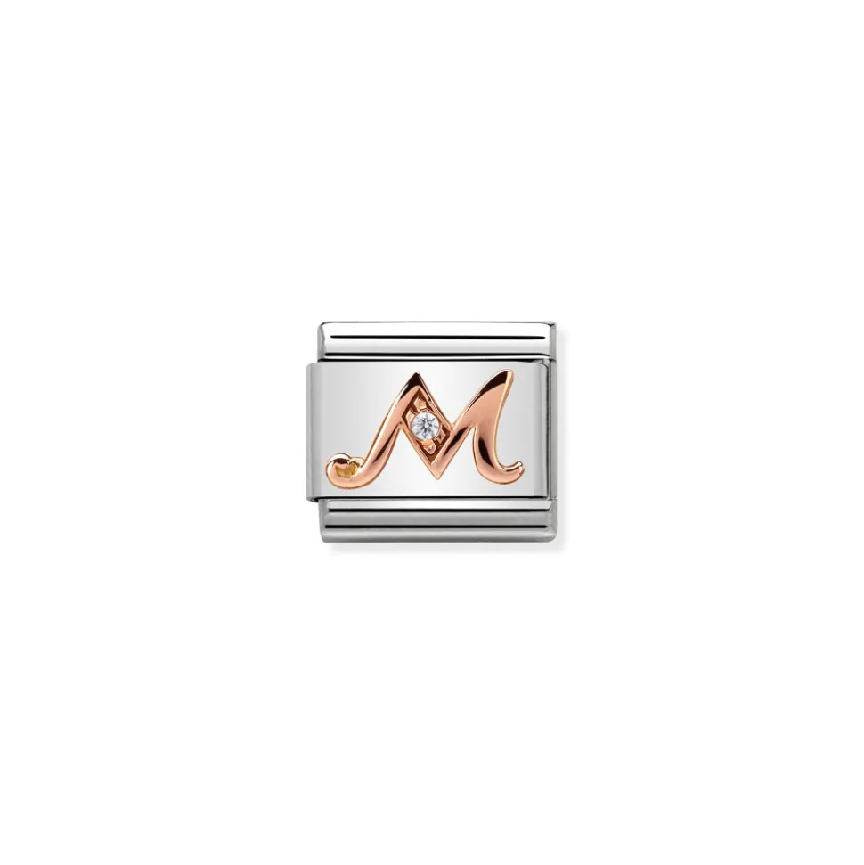 Nomination – Composable Classic LETTERS steel, zircon and 9k rose gold M