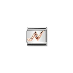 Nomination – Composable Classic LETTERS steel, zircon and 9k rose gold N