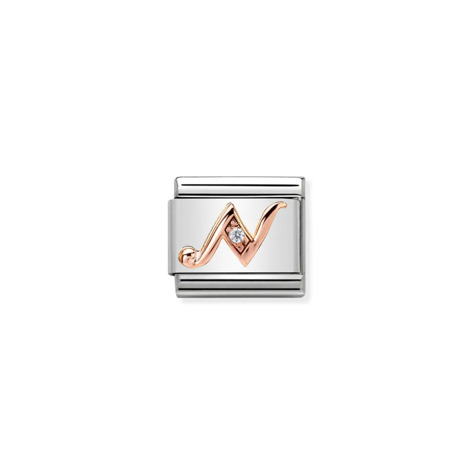 Nomination – Composable Classic LETTERS steel, zircon and 9k rose gold N