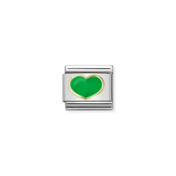 Nomination – COMPOSABLE CLASSIC LOVE 2 STAINLESS STEEL, ENAMEL AND 18K GOLD (23_GREEN APPLE HEART)