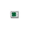 Nomination – Composable Classic SYMBOLS in stainless steel , enamel and 925 sterling silver Green Clover