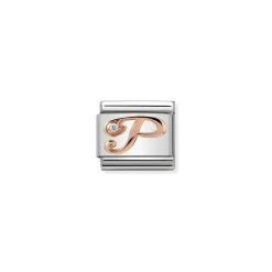 Nomination – Composable Classic LETTERS steel, zircon and 9k rose gold P
