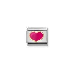 Nomination – COMPOSABLE CLASSIC LOVE 2 STAINLESS STEEL, ENAMEL AND 18K GOLD (24_FUCHSIA HEART)
