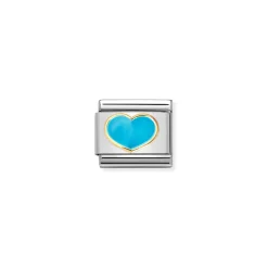 Nomination – COMPOSABLE CLASSIC LOVE 2 STAINLESS STEEL, ENAMEL AND 18K GOLD (25_TURQUOISE HEART)