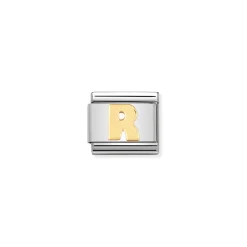 Nomination – COMPOSABLE Classic LETTERS in stainless steel with 18k gold R