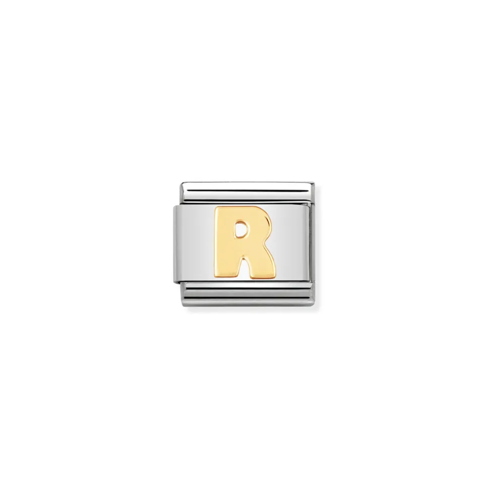 Nomination – COMPOSABLE Classic LETTERS in stainless steel with 18k gold R