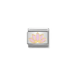 Nomination – COMPOSABLE CLASSIC NATURA IN STAINLESS STEEL WITH ENAMEL AND 18K GOLD (17_LOTUS FLOWER)