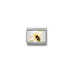 Nomination – Composable Classic NATURA in stainless steel with enamel and 18k gold Bee