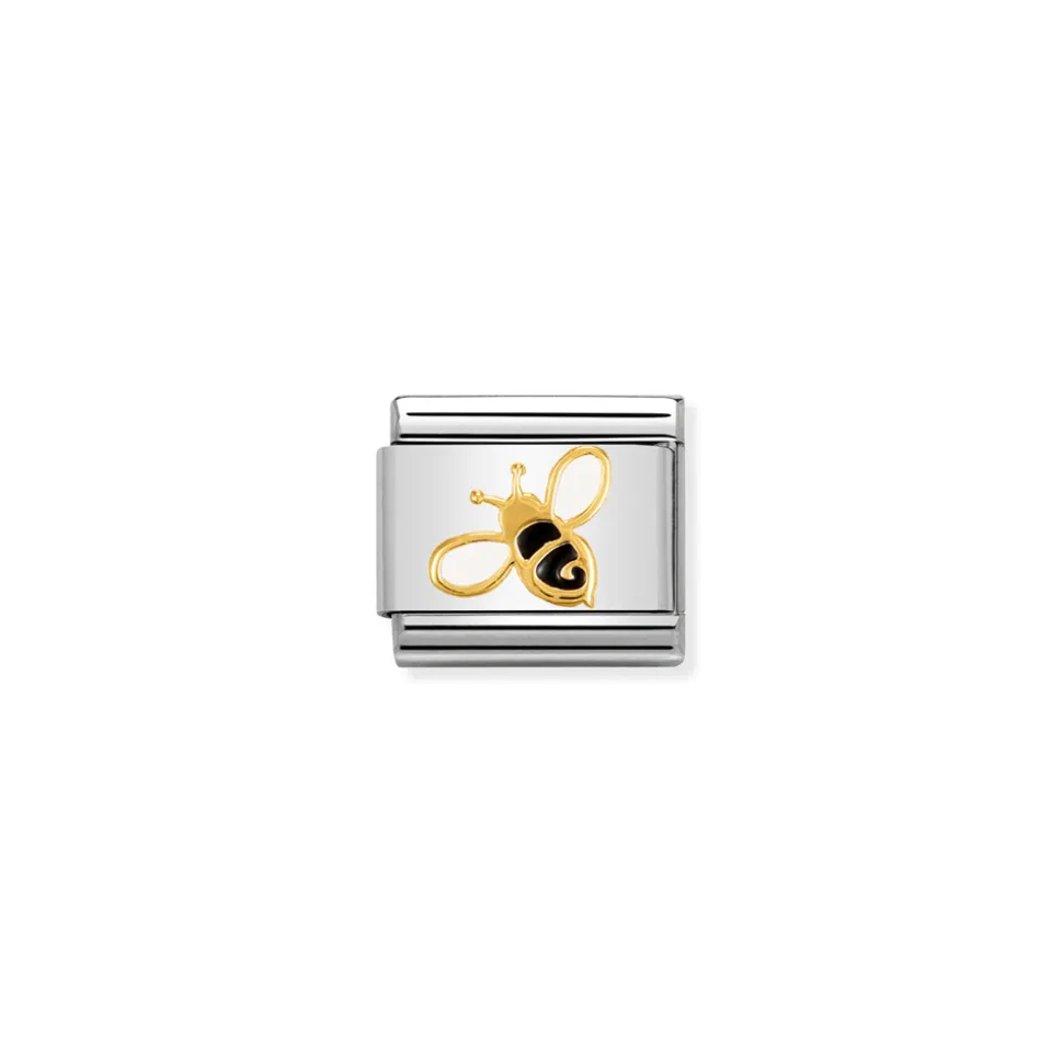 Nomination – Composable Classic NATURA in stainless steel with enamel and 18k gold Bee