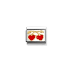 Nomination – COMPOSABLE Classic LOVE in stainless steel with enamel and 18k gold (55_RED hearts cherries)