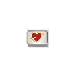 Nomination – COMPOSABLE Classic LOVE in stainless steel with enamel and 18k gold Red heart with arrow