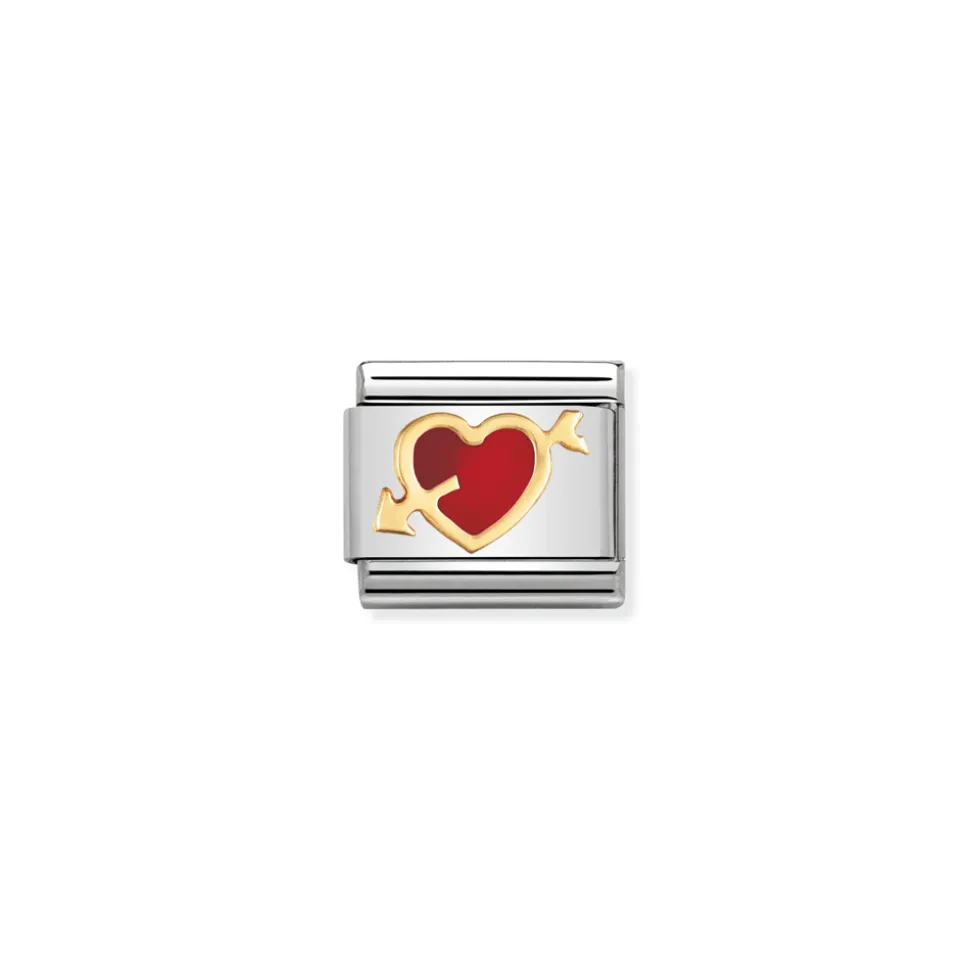 Nomination – COMPOSABLE Classic LOVE in stainless steel with enamel and 18k gold Red heart with arrow