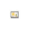 Nomination – COMPOSABLE Classic NATURE in stainless steel with enamel and 18k gold (05_WHITE flower with stem)