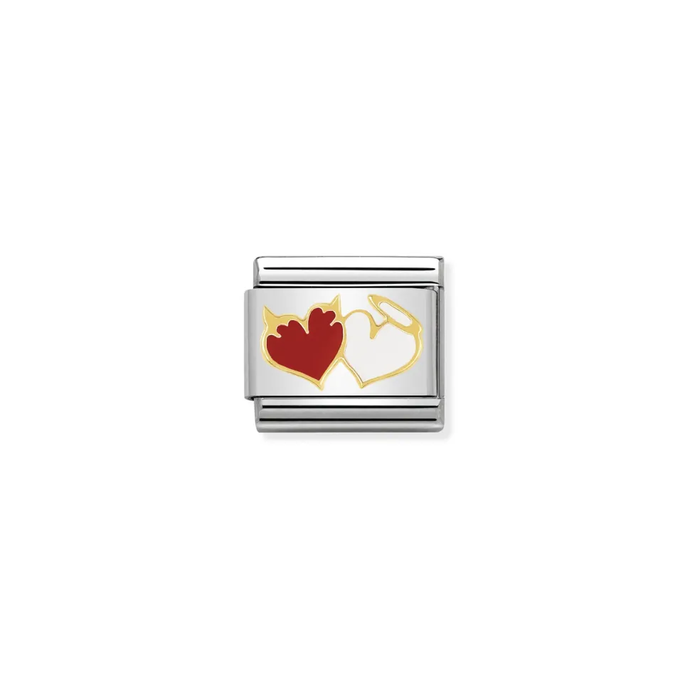 Nomination – COMPOSABLE CLASSIC LOVE IN STAINLESS STEEL, ENAMEL AND 18K GOLD (27_HEART ANGELS AND DEVILS)