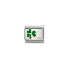 Nomination – COMPOSABLE Classic NATURE in stainless steel with enamel and 18k gold Clover with stem