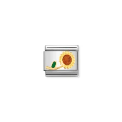 Nomination – COMPOSABLE Classic NATURE in stainless steel with enamel and 18k gold Sunflower with stem