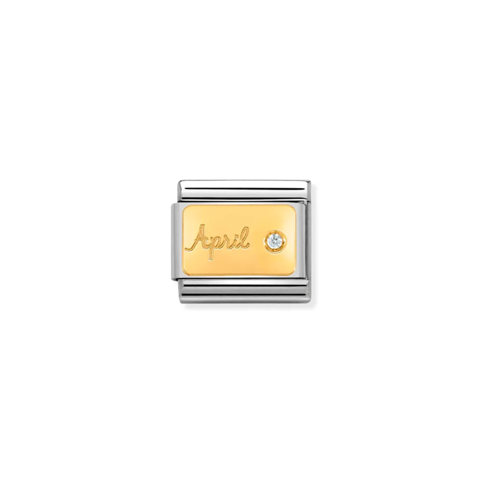 Nomination – Composable Classic MONTH STONE in steel, stones and 18k gold April DIAMOND
