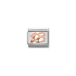 Nomination – Composable Classic NUMBERS steel, zircon and 9k rose gold 18