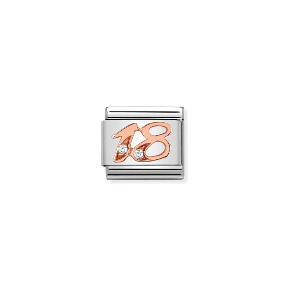 Nomination – Composable Classic NUMBERS steel, zircon and 9k rose gold 18