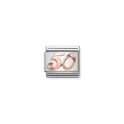 Nomination – Composable Classic NUMBERS steel, zircon and 9k rose gold 50