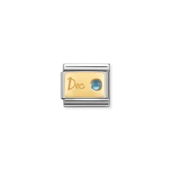 Nomination – Composable Classic MONTH STONE in steel, stones and 18k gold December LIGHT BLUE TOPAZ