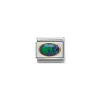 Nomination – Composable Classic oval hard stones in stainless steel and 18k gold Green Opal