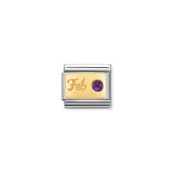Nomination – Composable Classic MONTH STONE in steel, stones and 18k gold February AMETHYST