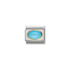Nomination – Composable Classic oval hard stones in stainless steel and 18k gold TURQUOISE
