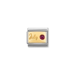 Nomination – Composable Classic MONTH STONE in steel, stones and 18k gold July RUBY