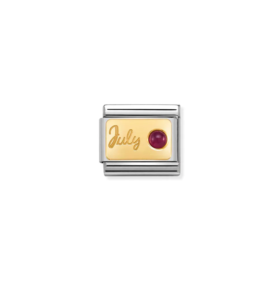 Nomination – Composable Classic MONTH STONE in steel, stones and 18k gold July RUBY