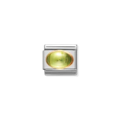 Nomination – COMPOSABLE Classic OVAL STONES in stainless steel with 18k gold (05_PERIDOT)