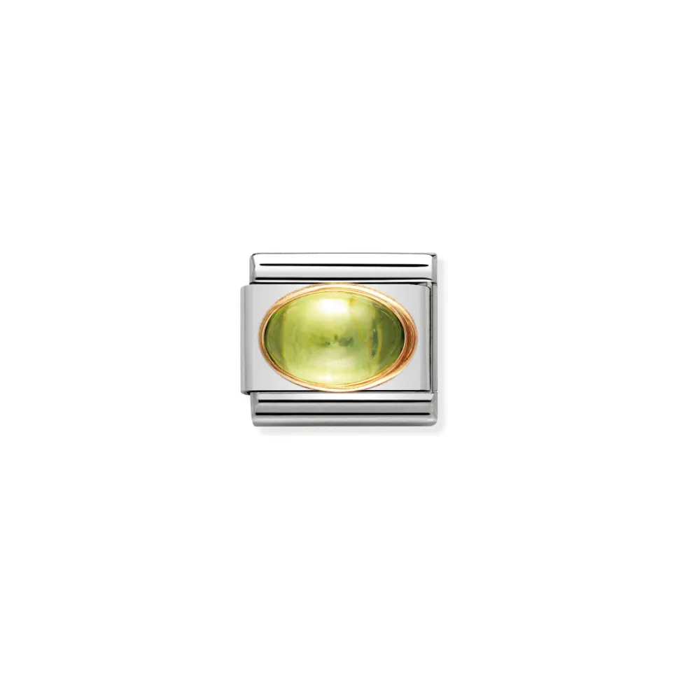 Nomination – COMPOSABLE Classic OVAL STONES in stainless steel with 18k gold (05_PERIDOT)
