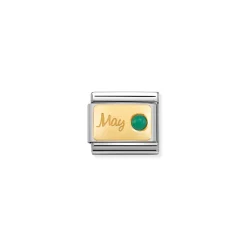 Nomination – Composable Classic MONTH STONE in steel, stones and 18k gold May EMERALD