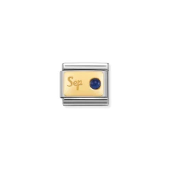 Nomination – Composable Classic MONTH STONE in steel, stones and 18k gold September SAPPHIRE