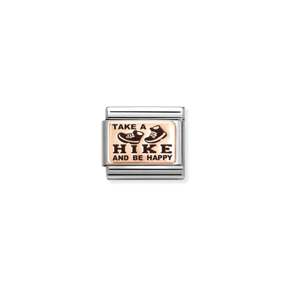 Nomination – Composable Classic PLATES (IC) steel and 9k rose gold (20_Take a hike and be happy)