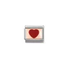 Nomination – Composable Classic PLATES in stainless steel with 9k rose gold and enamel Red Heart