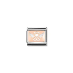 Nomination – Composable Classic PLATES in stainless steel with 9k rose gold CUSTOM Angel
