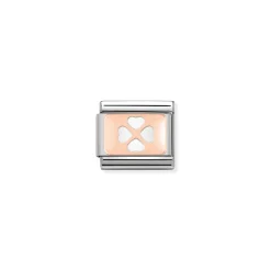 Nomination – Composable Classic PLATES in stainless steel with 9k rose gold CUSTOM Four Leaf Clover