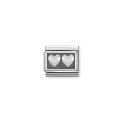Nomination – Composable Classic PLATES OXIDIZED steel and 925 sterling silver (02_Double heart)