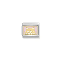 Nomination – Composable Classic PLATES steel , enamel and 18k gold (13_Standing Cat)