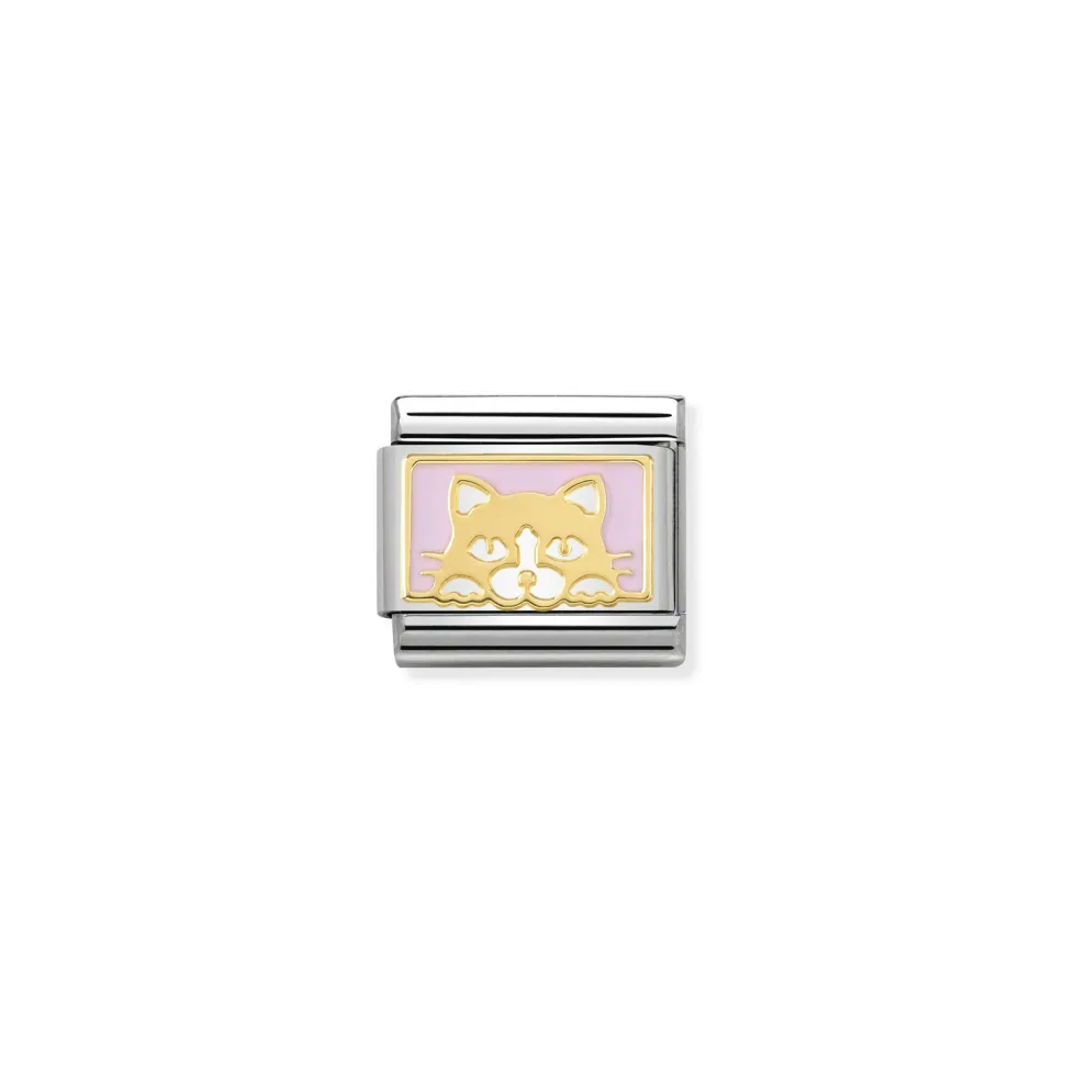 Nomination – Composable Classic PLATES steel , enamel and 18k gold (13_Standing Cat)