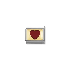Nomination – Composable Classic PLATES steel , enamel and 18k gold (33_Red heart)