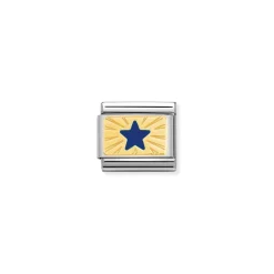 Nomination – Composable Classic PLATES steel , enamel and 18k gold (41_Star Blue)