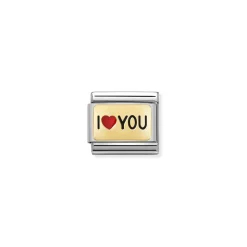 Nomination – Composable Classic PLATES steel , enamel and 18k gold (52_I HEART you)