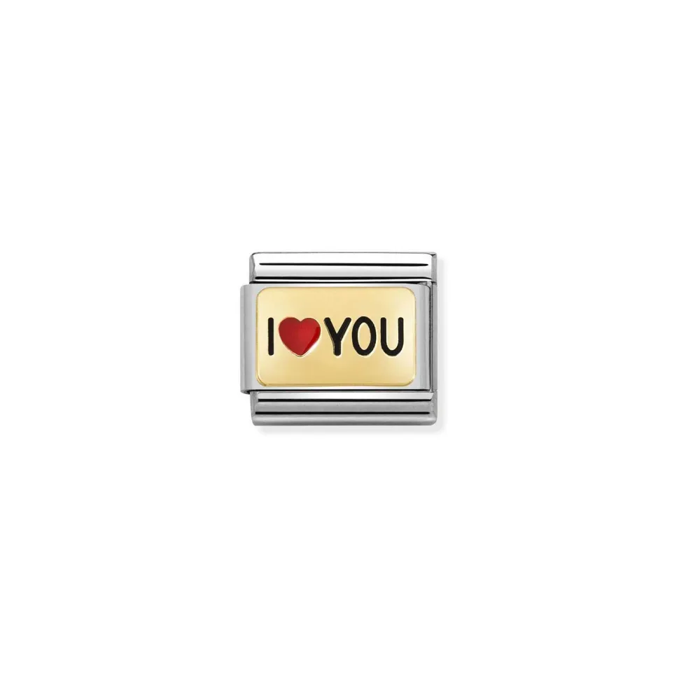 Nomination – Composable Classic PLATES steel , enamel and 18k gold (52_I HEART you)