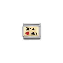 Nomination – Composable Classic PLATES steel , enamel and 18k gold (53_Mr and Mrs with HEART)