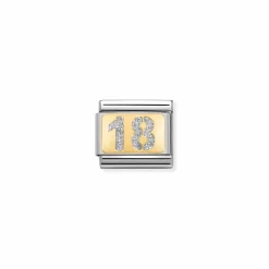 Nomination – Composable Classic GLITTER PLATES in steel, enamel and 18k gold 18 SILVER