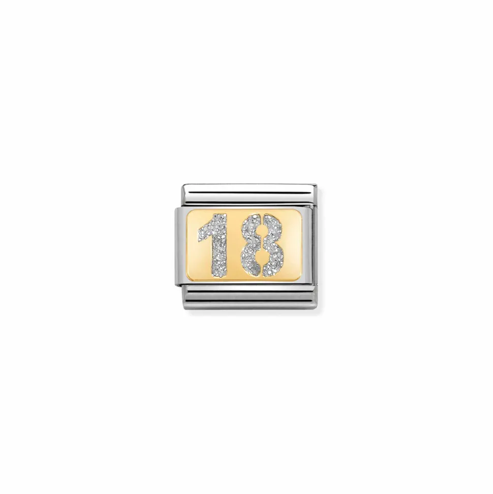 Nomination – Composable Classic GLITTER PLATES in steel, enamel and 18k gold 18 SILVER