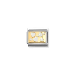 Nomination – COMPOSABLE CLASSIC PLATES STEEL , ENAMEL AND 18K GOLD (70_WHITE SCATTERED HEARTS)